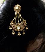 Gold american diamonds maang-tikka