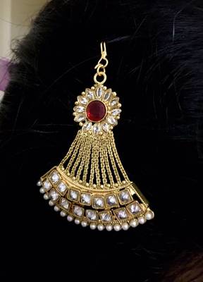 Gold american diamonds maang-tikka 1