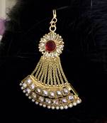 Gold american diamonds maang-tikka