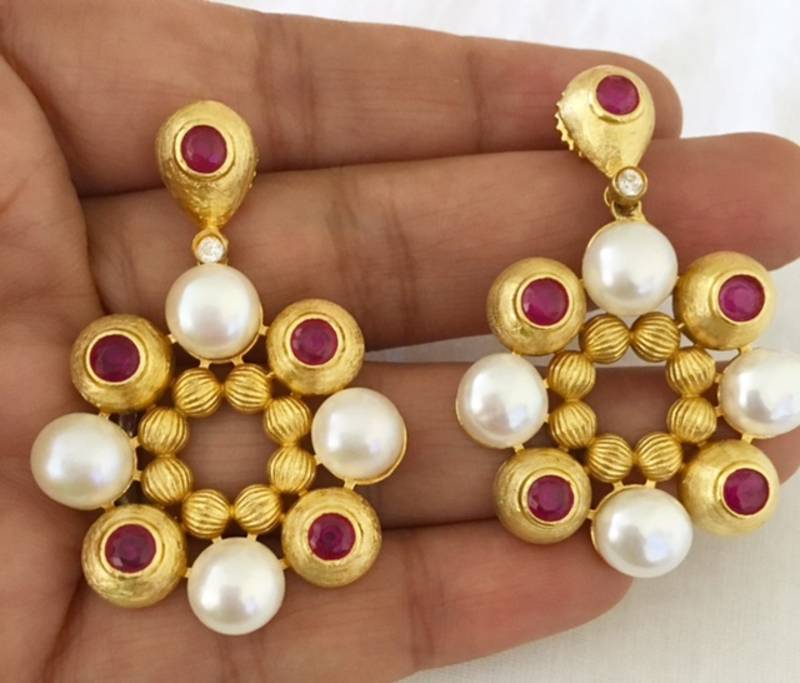 Pearl and Ruby danglers