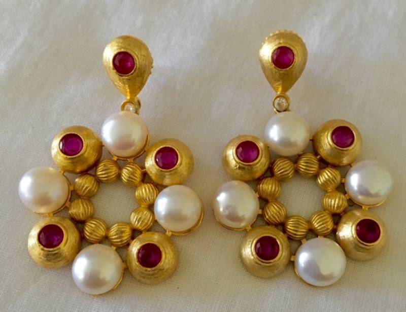 Pearl and Ruby danglers