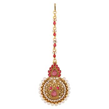 Pink polki maang-tikka 1