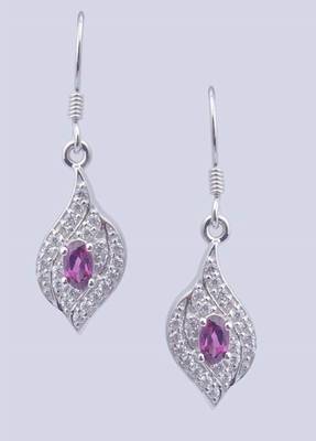 Sterling Silver Hoop Earrings With Gemstone 1