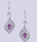 Sterling Silver Hoop Earrings With Gemstone