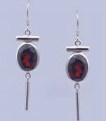 Garnet Gemstone Earrings, Sterling Silver Studs 