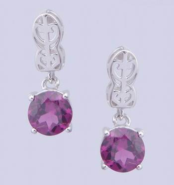 925 Sterling Silver Earring With Rhodolite Garnet Stone 1