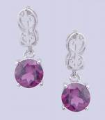 925 Sterling Silver Earring With Rhodolite Garnet Stone