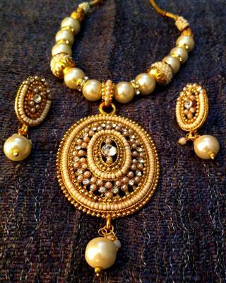 Ethnic Indian Jewelry Bollywood Oval Pearl Polki Glowing Woman Necklace Set d9 1