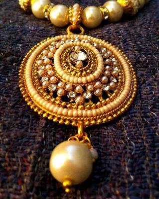 Ethnic Indian Jewelry Bollywood Oval Pearl Polki Glowing Woman Necklace Set d9 2