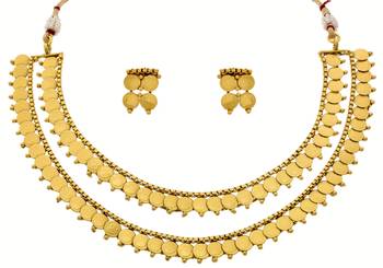 Jfl - traditional one gram gold plated coin necklace sets 1