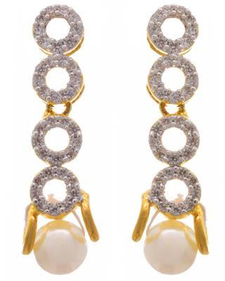 JFL - Captivating White Cz American Diamond Pearl Ethnic Fusion One Gram Gold Plated Designer Necklace Set 2