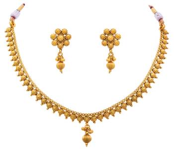 JFL - Traditional Ethnic One Gram Gold Plated Delicate Designer Necklace Set  1