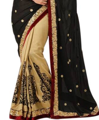 Black printed poly cotton saree With Blouse 3