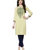 Cream rayon embroidered kurti