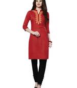 Red rayon embroidered kurti