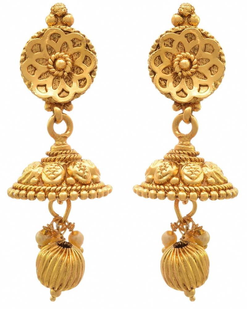 JFL- Fab Floral 3D Gold Designer Necklace / Jewellery Set with Earring for Women