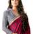 Red printed crepe saree With Blouse