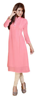 Pink Georgette Printed Stitched Kurti 1