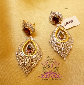 Rhodolite American Diamond Earrings Online Rhodolite American Diamond Earrings