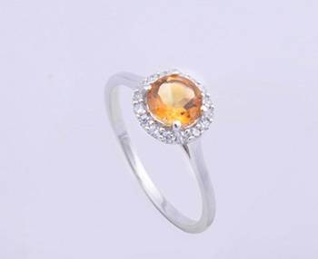 Citrine Semi Precious Gemstone Ring In 925 Sterling Silver 1