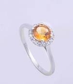 Citrine Semi Precious Gemstone Ring In 925 Sterling Silver