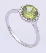 Sterling Silver Ring With Peridot Gemstone For August Birth Month