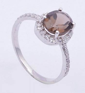 Sterling Silver Ring With Smokey Quartz Gemstone 1