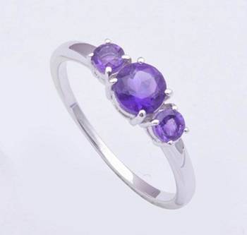 Amethyst Silver Ring In Sterling Silver For February Birth 1