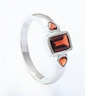 Sterling Silver Ring With Red Garnet Gemstone Ring 1