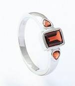 Sterling Silver Ring With Red Garnet Gemstone Ring