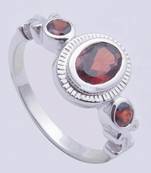 Oval Shape Garnet Gemstone Silver Ring