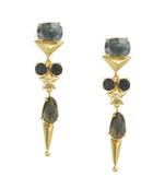 Golden Earrings with  Labrorite Black Onex Stone