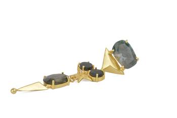 Golden Earrings with  Labrorite Black Onex Stone 3