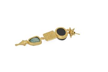Golden Earrings with Balck Onex and Amzonite Stone 3