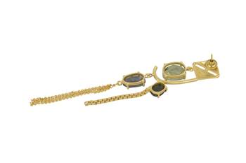 Golden Earrings with Labrorite Graymoon And Black Onex Stones 4