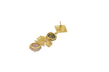 Golden Earrings with Labrorite Pink Opal Stones 4