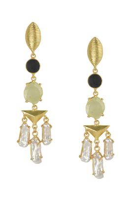 Golden Earrings with Black Onex Perinite Viva Pearl  Stones 1