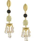 Golden Earrings with Black Onex Perinite Viva Pearl  Stones