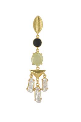 Golden Earrings with Black Onex Perinite Viva Pearl  Stones 2