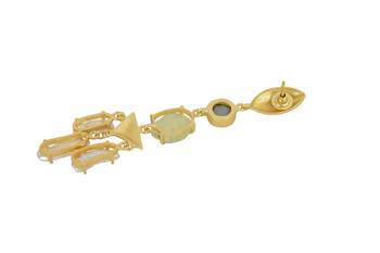 Golden Earrings with Black Onex Perinite Viva Pearl  Stones 4