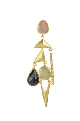 Golden Earrings with Baige Balck and Perinite Stones 2