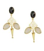Golden Earrings with Black Onex Rainbow Stones