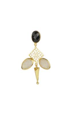 Golden Earrings with Black Onex Rainbow Stones 3