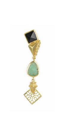 Golden Earrings with Black Onex and Crisoparis Stones 2