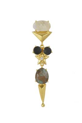 Golden Earrings with Rainbow Black Onex Labrorite 2