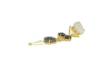 Golden Earrings with Rainbow Black Onex Labrorite 3