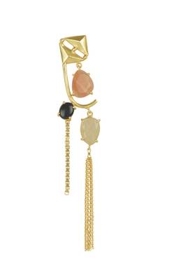 Golden Earrings with Pink Opal Black Onex  Golden Rutial 2