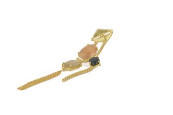 Golden Earrings with Pink Opal Black Onex  Golden Rutial 3