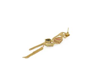 Golden Earrings with Pink Opal Black Onex  Golden Rutial 4