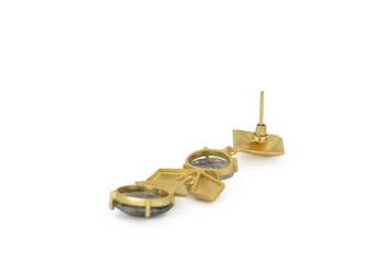 Golden Earrings with Black Rutial Labrorite Stones 4